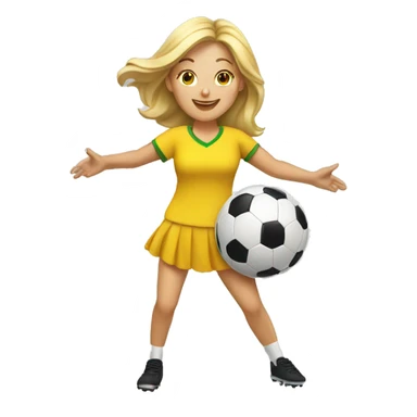 blond woman spinning a soccer ball on her hands sticker
