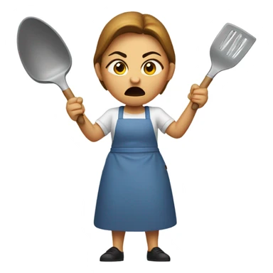 angry woman throwing kitchen utensils in anger using face with symbols on mouth emoji sticker