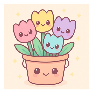 tulip bucket, fresh and vibrant, kawaii style sticker