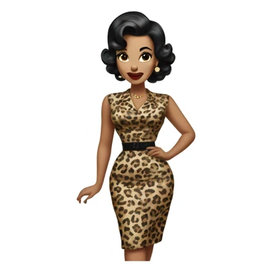 pin up brown woman with black hair in a 50s leopard dress sticker