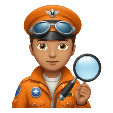 pilot holding a magnifying glass sticker
