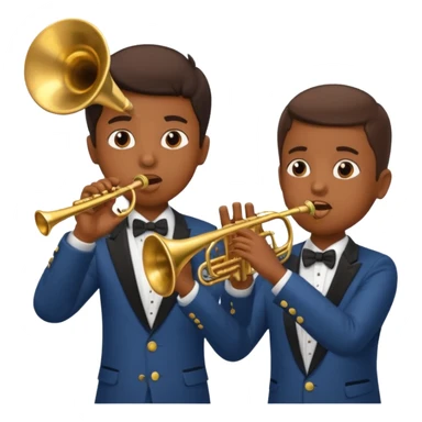 Boy with trumpet aruguing with boy with trombone sticker