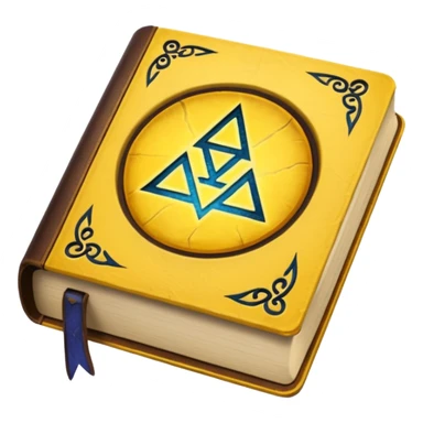 mystic yellow book, ancient runes, magical aura, enchanted sticker