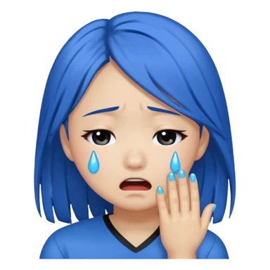 Asian girl crying more like this 😭 make the tears blue make the hair black all of the hair black sticker