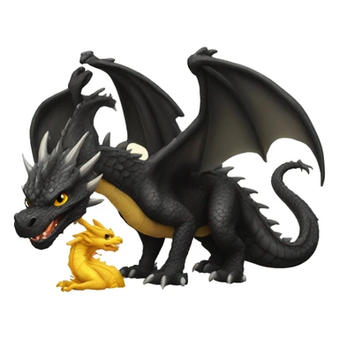 Big black Dragon with Little golden Dragon  sticker