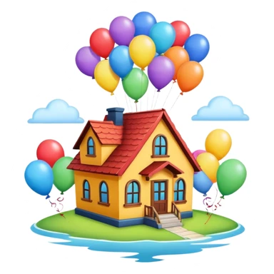 house with balloons on top sticker