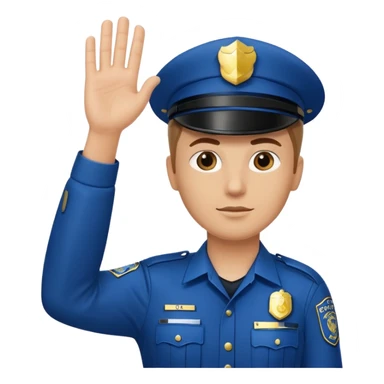 a white police man with one hand up telling the traffic to stop, hand a bit low sticker