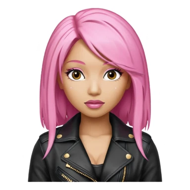 Nicki Minaj pink hair wear leather jacket sticker