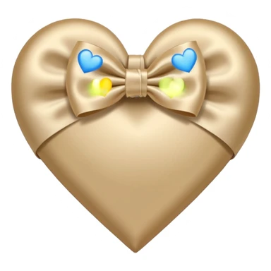 beige heart with beige satin bow sticker