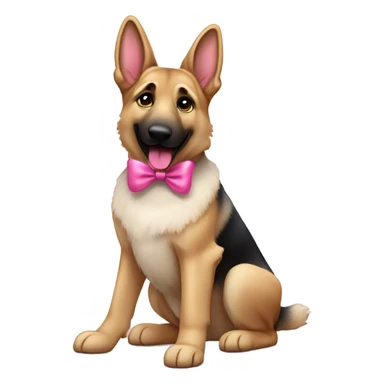 Whit German shepherd with pink bow doing tricks  sticker