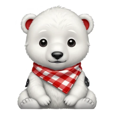 baby polar bear wearing a red and white checkered Neckerchief sticker