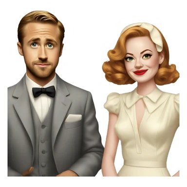 Ryan gosling and Emma stone 1940s party sticker