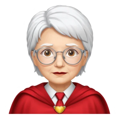 An older woman with glasses and white hair, in a red tie and cape (might resemble Professor McGonagall). sticker