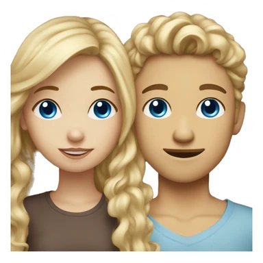 Blonde girl with blue eyes kissing slight curly brown hair boy with brown eyes  sticker