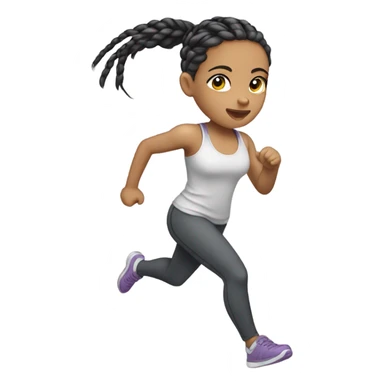 Light skin girl with braids running  sticker