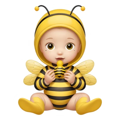 baby girl with pacifier dressed as a bee sticker