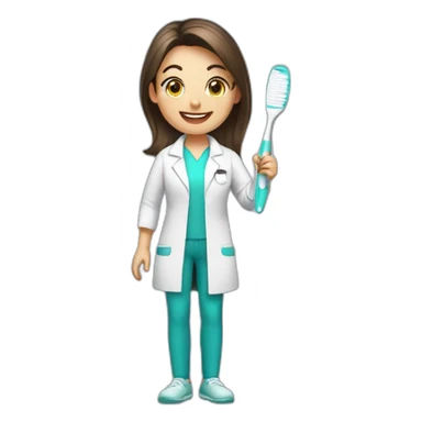 dentist girl with a toothbrush in his hand sticker