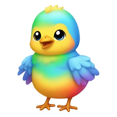 rainbow chibi baby chick  sticker
