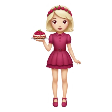 Raspberry torte human full body and legs girl with a raspberry barrette on her head sticker