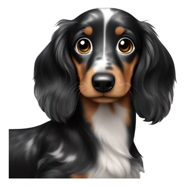 Long-haired black merle dachshund puppy  sticker