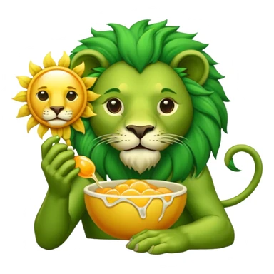 Alchemist style green lion eating sun sticker