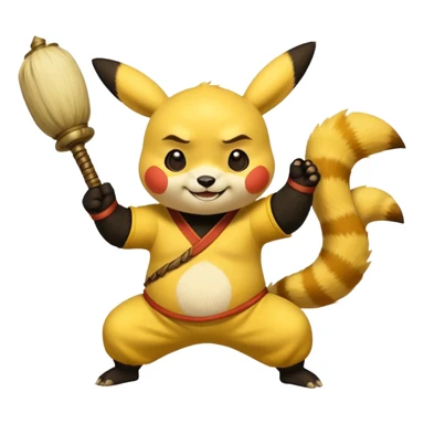 Pickachu with Kung fu panda po sticker