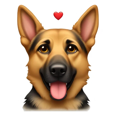 German shepard with heart shape on forehead sticker