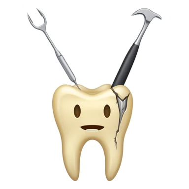 Tooth extracted holded by tweezer sticker