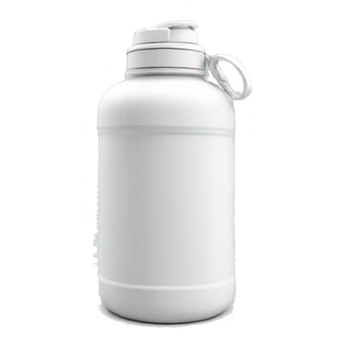 white water bottle with white lid, white handle strap sticker