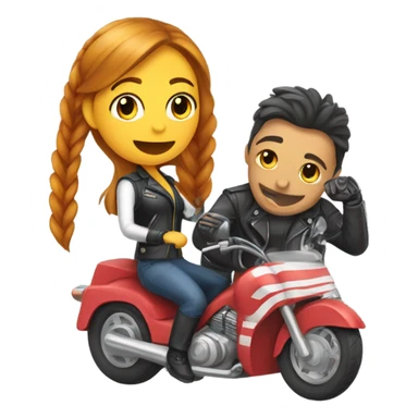Chica pelirroja y chico en moto sticker