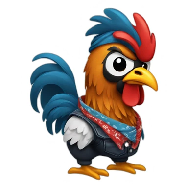 rooster wearing a bandana gangster sticker