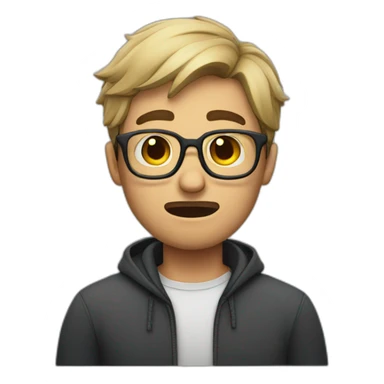 Man with glasses in distress sticker