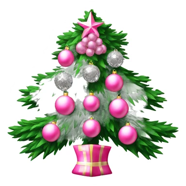 Christmas tree with pink balls and diamonds balls ￼ sticker