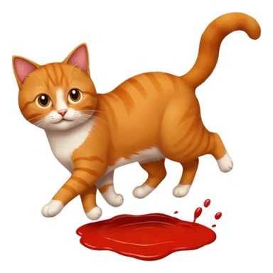 Chat roux qui saute dans la peinture sticker