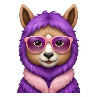 gradient purple color peach pink white cute eyes lama sun glasses sticker