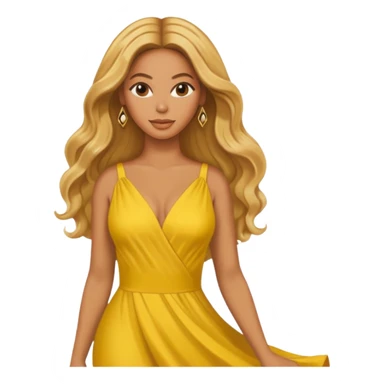 Beyonce with long golden blonde hair, yellow outfit sticker