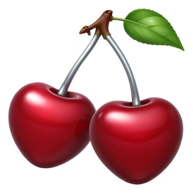 A pair of cherries emoji made of liquid silver chrome, smooth rounded shapes, glossy metallic surface, subtle sensual vibe, luxury sexy aesthetic, iOS emoji style, centered, clean white background sticker