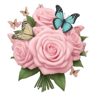 pastel pink bouquet with butterflies sticker
