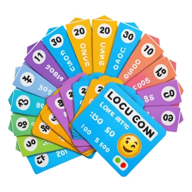 Create a blank lottery coupon fanned out, clean and colorful sticker