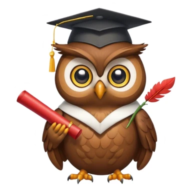 Owl with graduation hat and diploma in claws sticker
