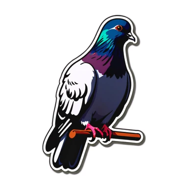 Pigeon eating sticker