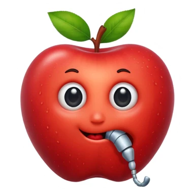 worm make a hole on a apple sticker