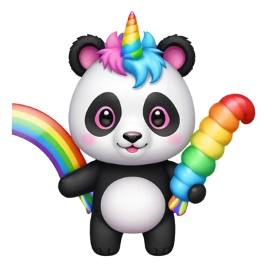 Panda unicorn holding two ends of a rainbow  sticker