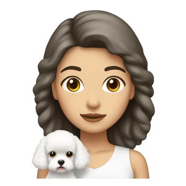 mujer pelo largo con y perro bichon blanco sticker