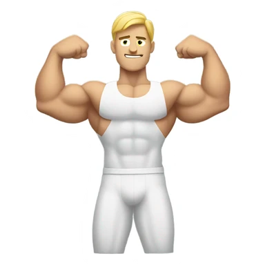 Muscler white man showing his muscles sticker
