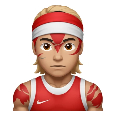 athlete with red headband sticker