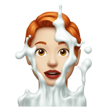 Red hair Lipstick Face covered in milk liquid sticker