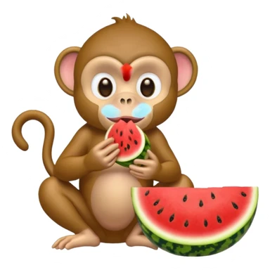 A monkey eating watermelon and chicken  sticker