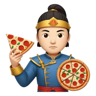 chinese ancient warrior with pizza sticker