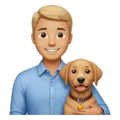 smiling man in collared shirt with Labrador  sticker